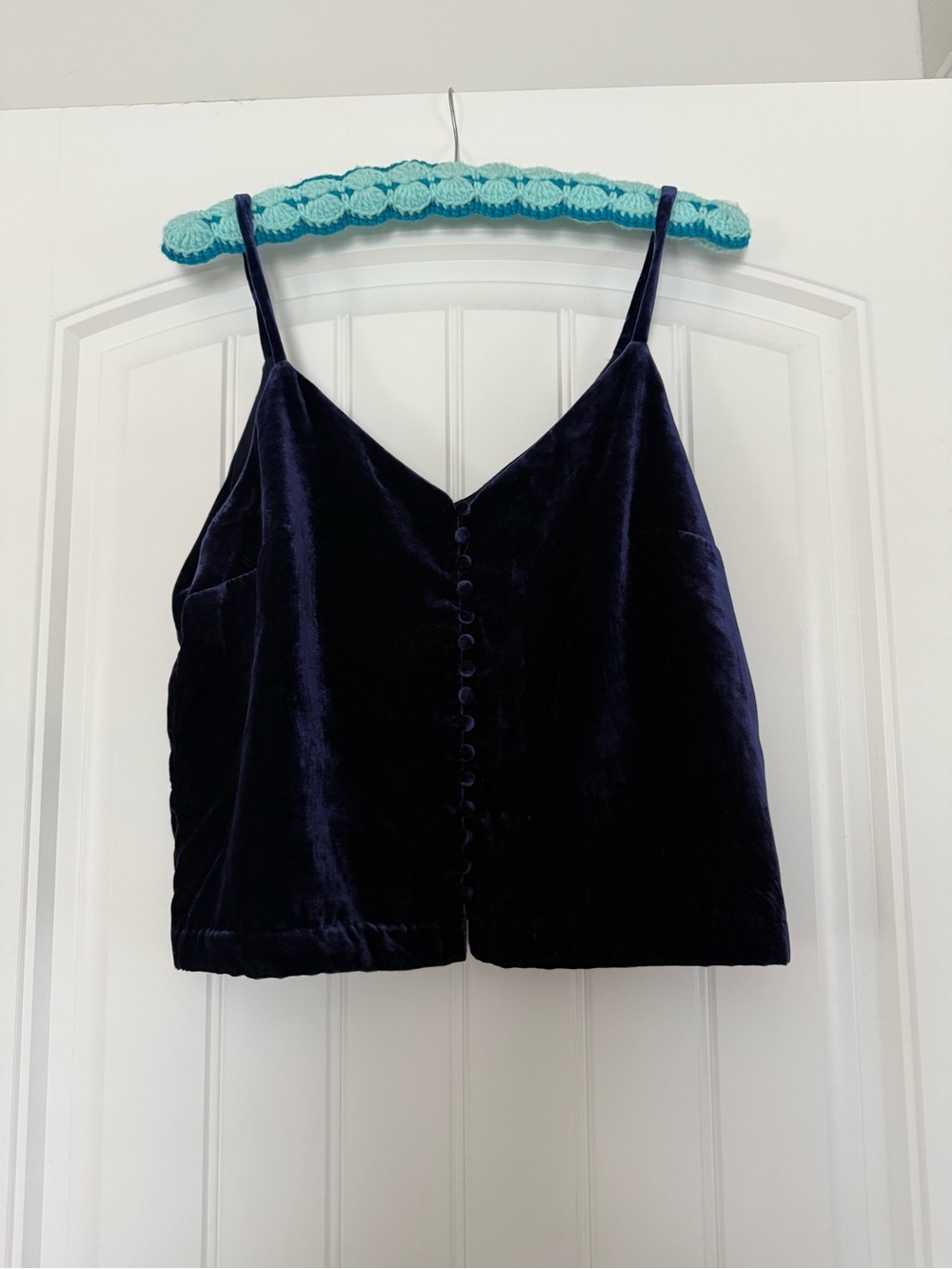 Madewell Navy Velvet Button-Front Cami